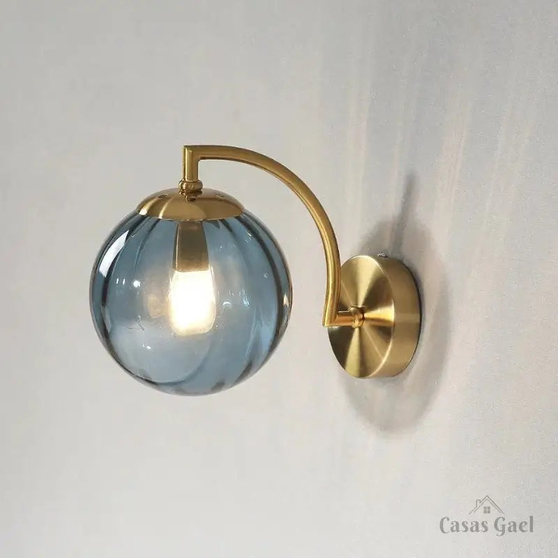 Arandela de Parede Dourada Metal e Vidro