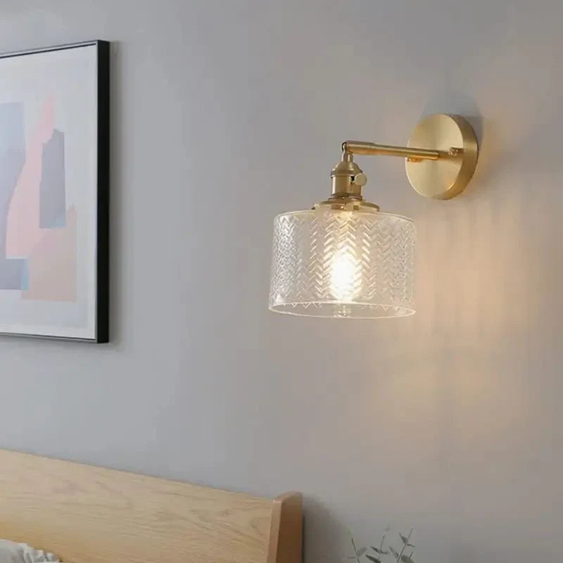 Arandela de Parede Dourada Clássica Metal e Vidro