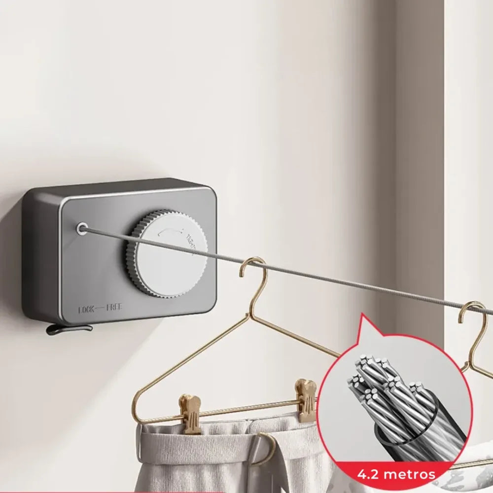 Varal Invisível Retrátil de Aço - Âncora